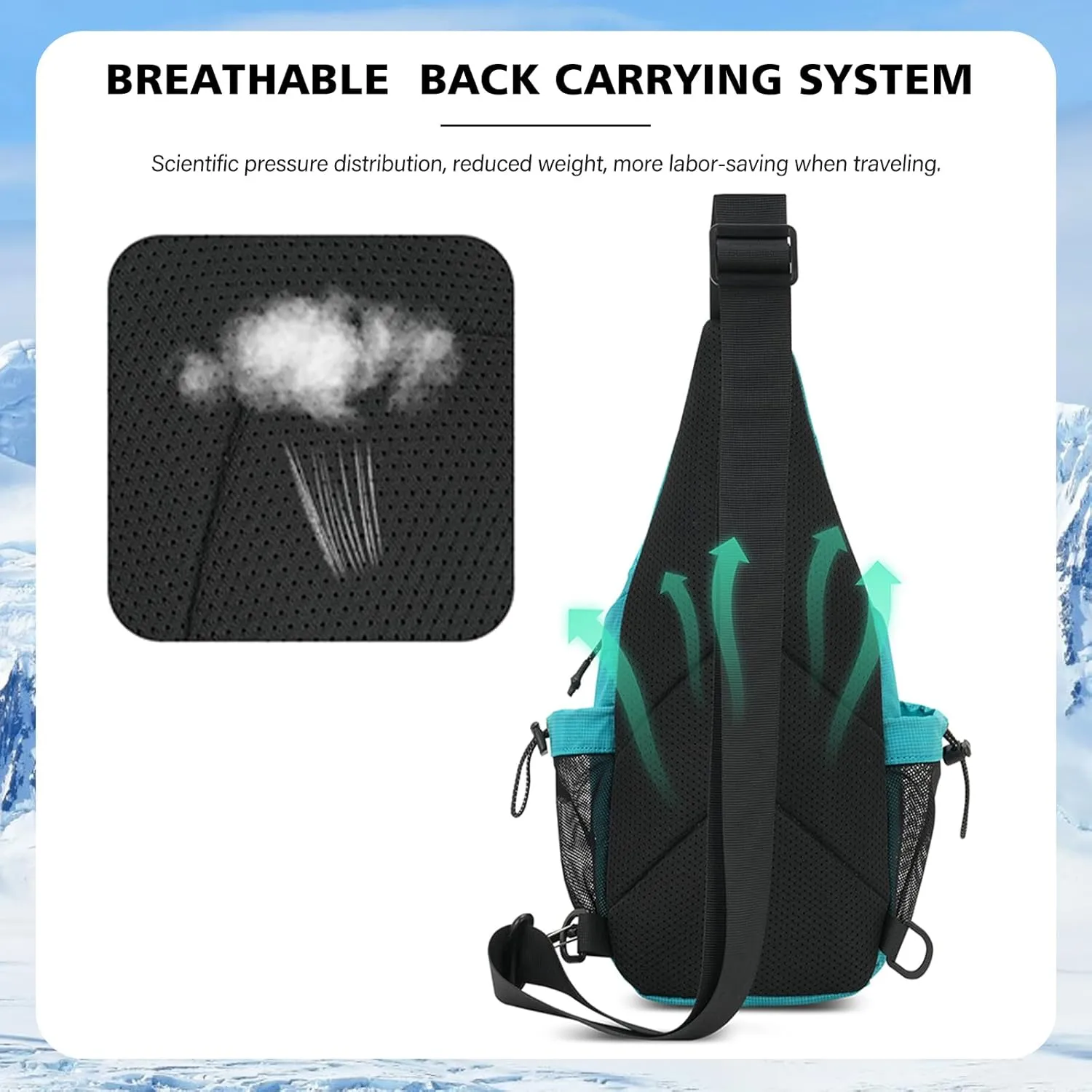Peicees Small Sling Bag with 2 Bottle Holders, Sling Backpack Crossbody Bag Chest Daypack for Daily Use Travel, Bottle Not Included, Green