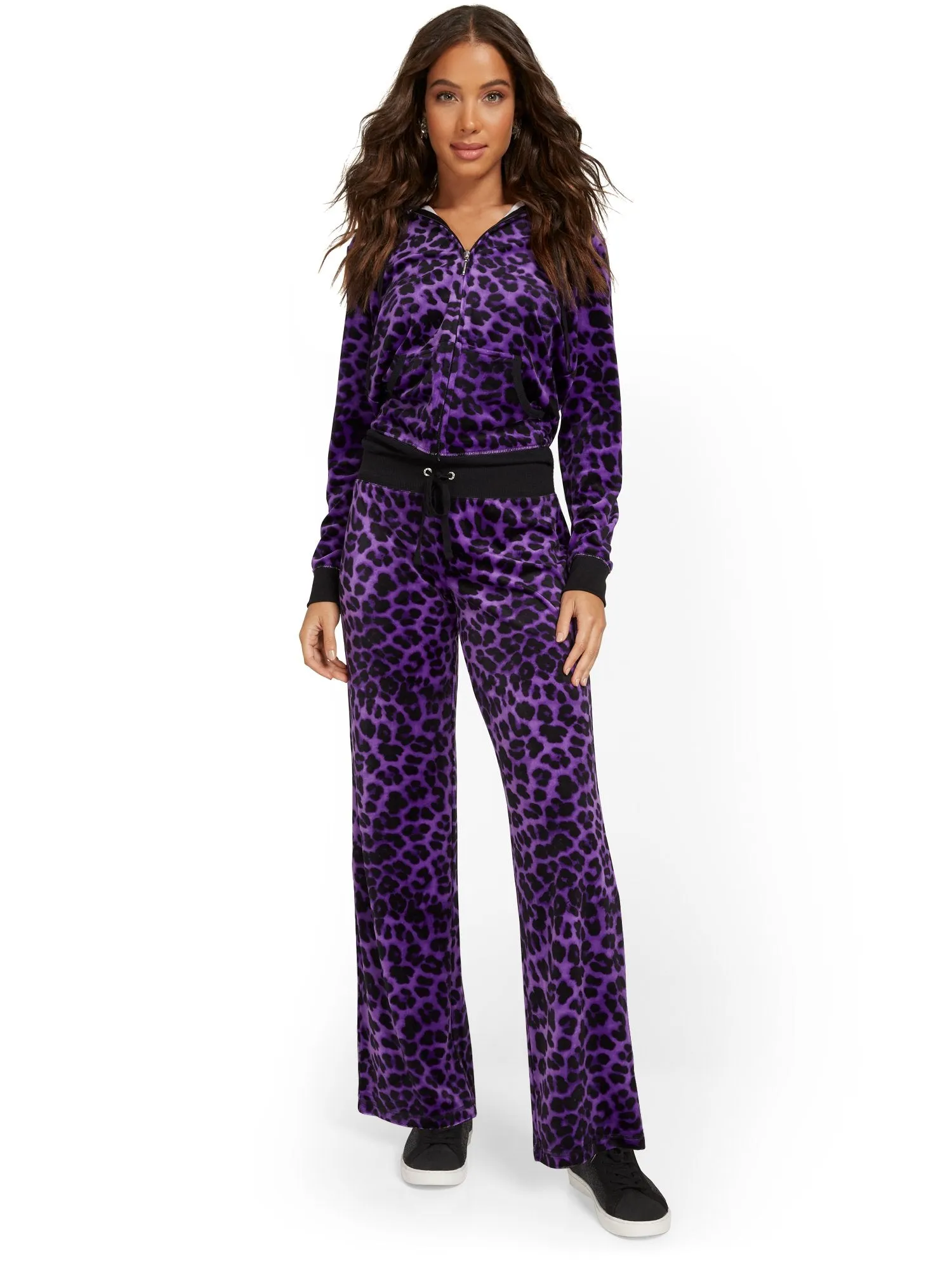 Petite Leopard-Print Velour Straight-Leg Pant - Dreamy Velour Collection