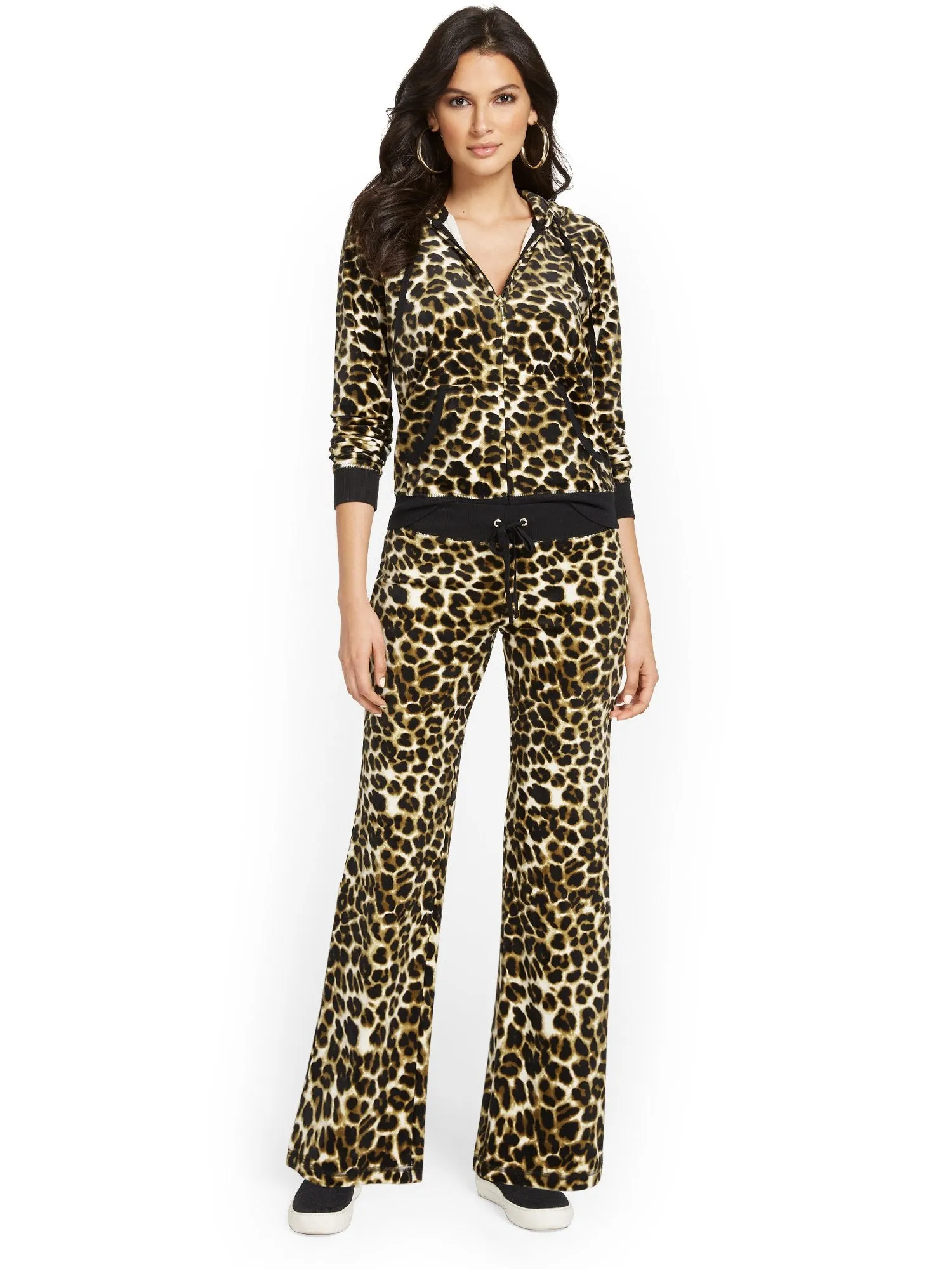 Petite Leopard-Print Velour Straight-Leg Pant - Dreamy Velour Collection