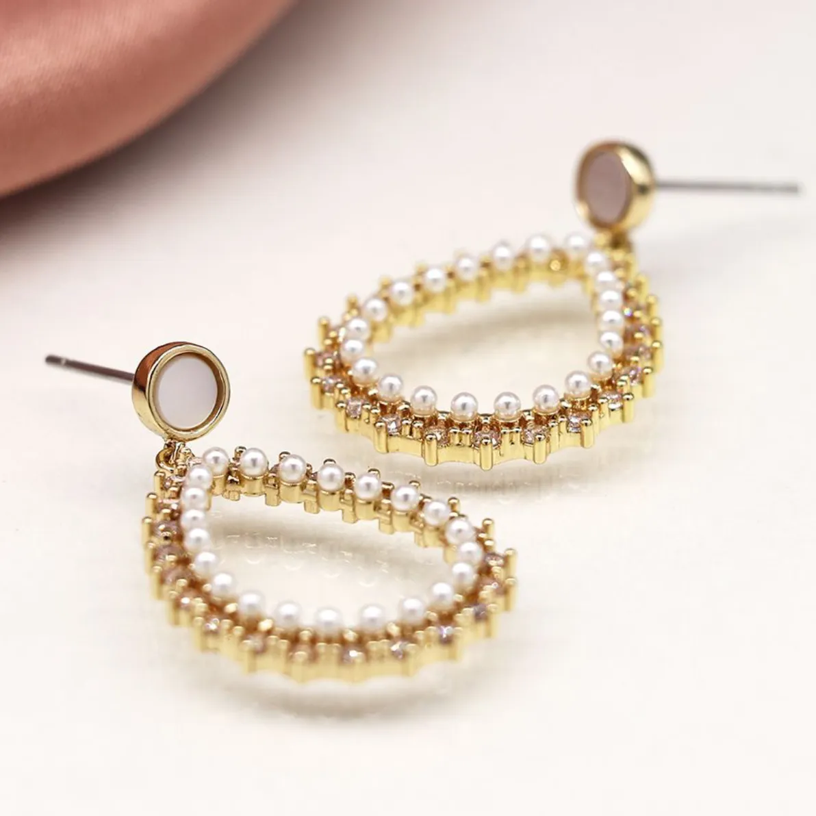 PoM Faux Gold & Pearl Teardrop Earrings