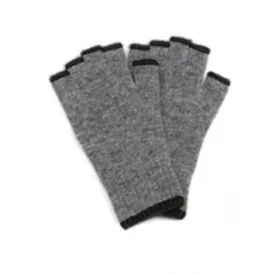 POM Mens Grey Marl Recycled Yarn/Wool Blend Fingerless Gloves
