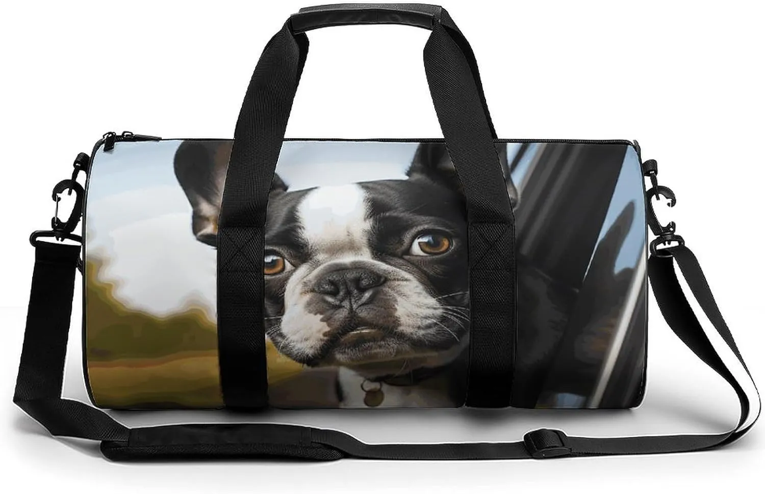 Puppy Dog Boston Terrier Gym Bag Small Travel Duffle Bag with Compartment Carry On Weekender Bag for Women Men