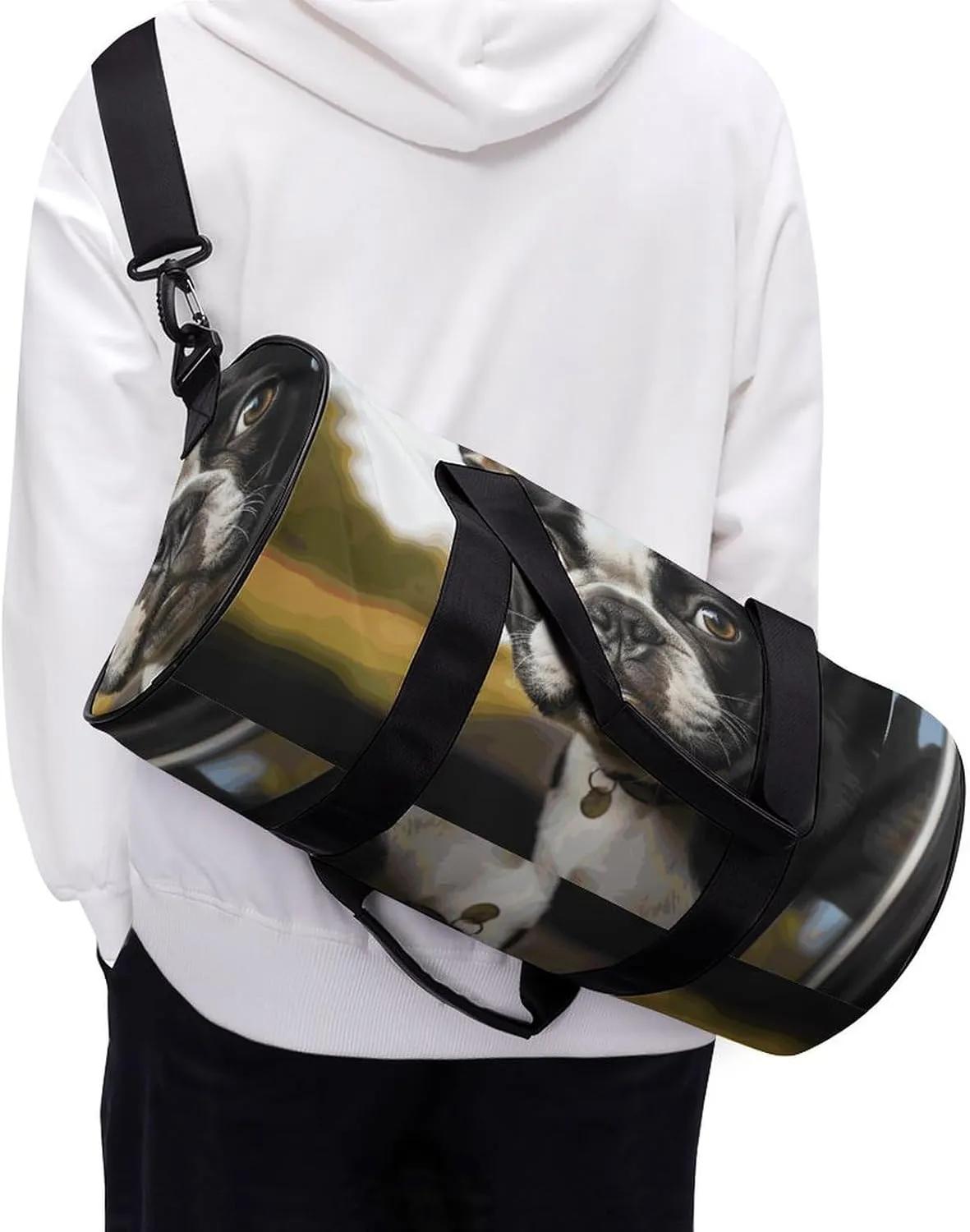 Puppy Dog Boston Terrier Gym Bag Small Travel Duffle Bag with Compartment Carry On Weekender Bag for Women Men