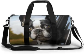 Puppy Dog Boston Terrier Gym Bag Small Travel Duffle Bag with Compartment Carry On Weekender Bag for Women Men