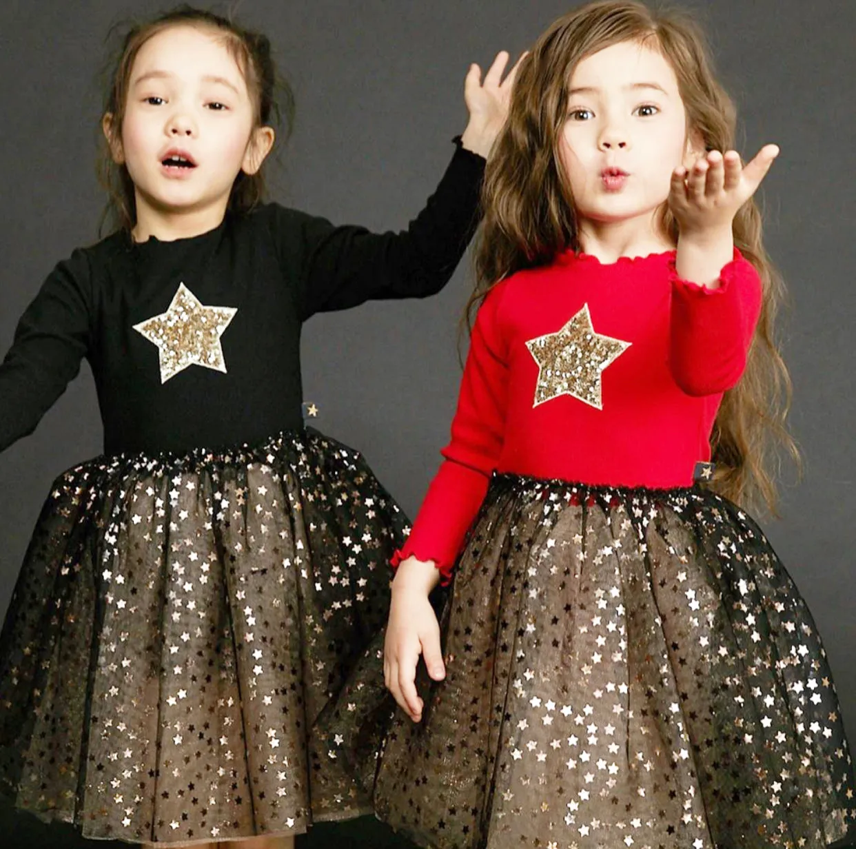 Red and Gold Star Sparkle Tutu Dress