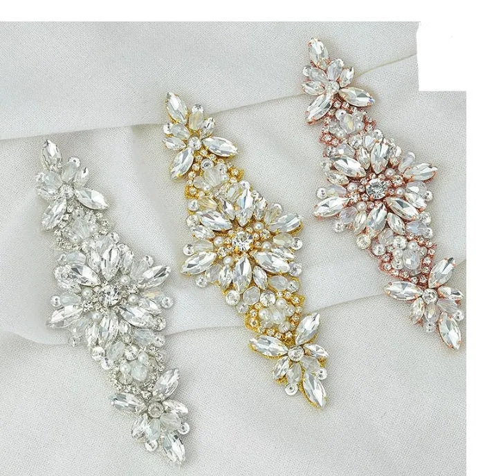 Rose gold crystal Flower wrist corsage set of 4 pieces, Wedding cuff, BRIDAL WRISTLET by Crystal wedding uk