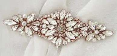 Rose gold crystal Flower wrist corsage set of 4 pieces, Wedding cuff, BRIDAL WRISTLET by Crystal wedding uk