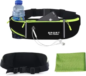 Running Belt Waist Pack Bag,Multifunction Running Bag - Running Belt Pack with Water Bottle, Waterproof Running Phone Holder Slim Plus Size Adjustable with Sweat Absorbing Towels.