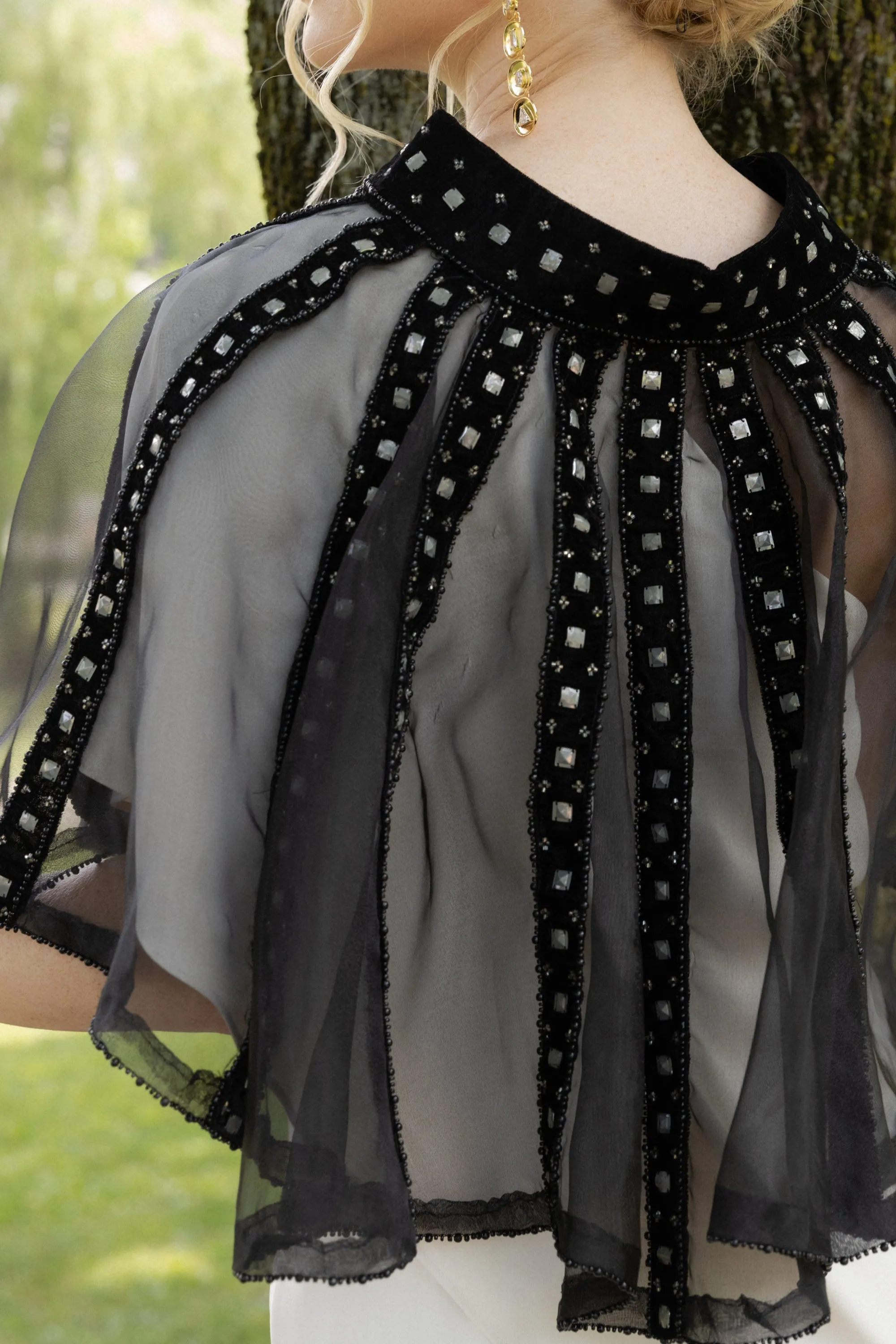 Sheer Velvet Beaded Capelet