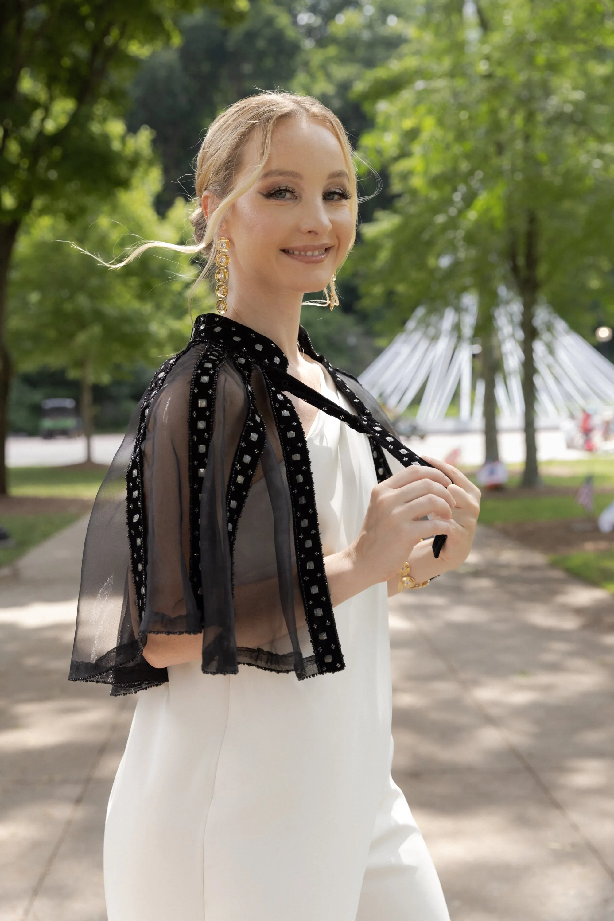 Sheer Velvet Beaded Capelet