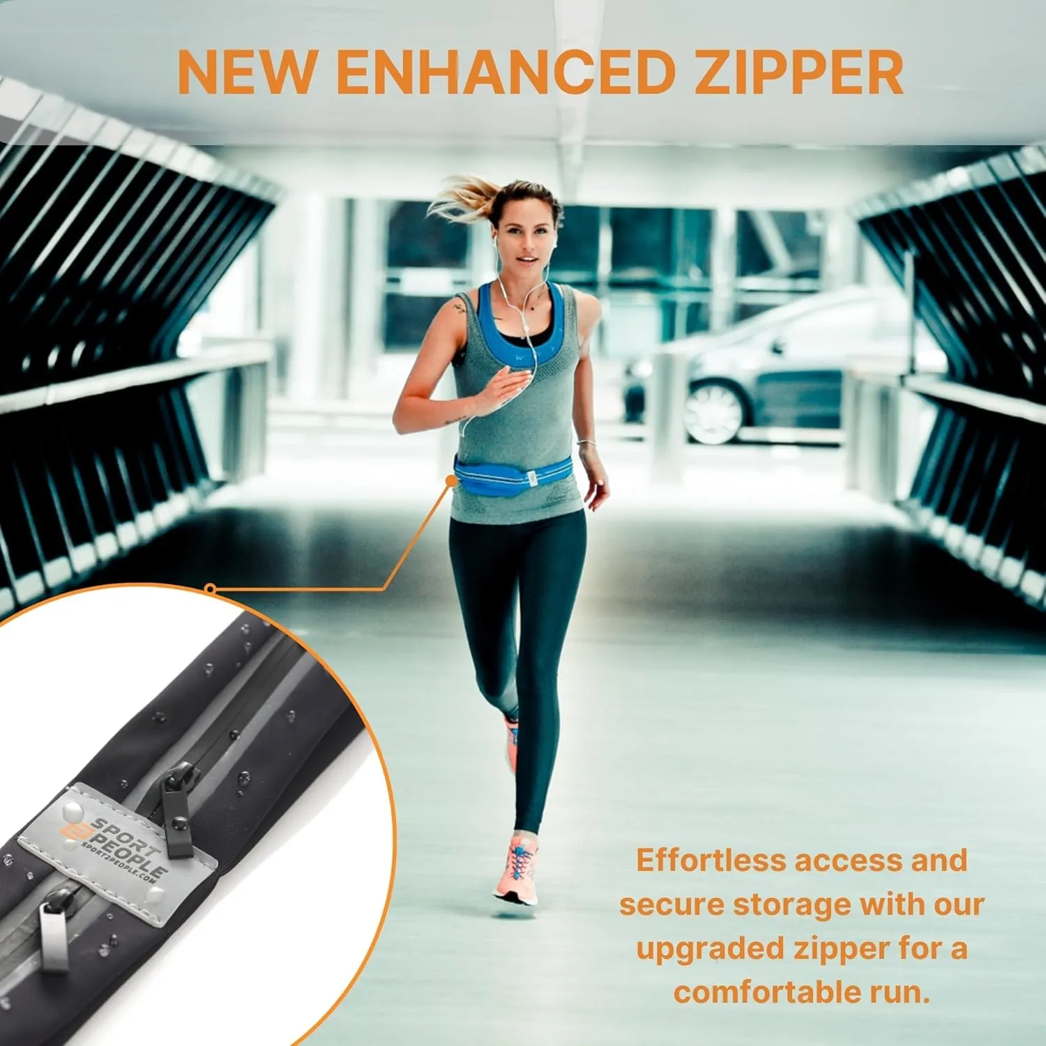 Slim Running Belt for Women and Men, Waterproof Phone Holder for Running, Reflective 2-Pocket Waist Pack for Storing Runners Essentials Safely, Runners Fanny Pack, Money Belt Fits Most Phones