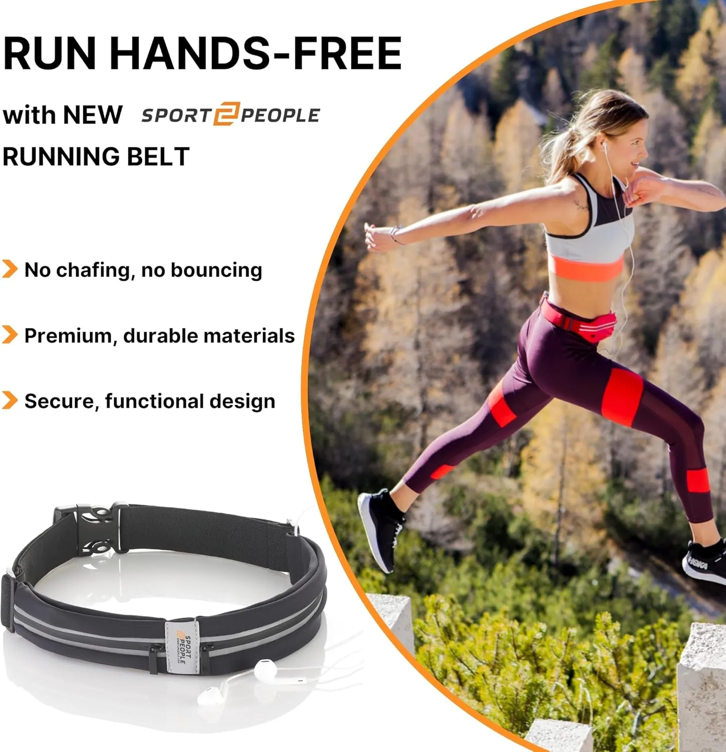 Slim Running Belt for Women and Men, Waterproof Phone Holder for Running, Reflective 2-Pocket Waist Pack for Storing Runners Essentials Safely, Runners Fanny Pack, Money Belt Fits Most Phones