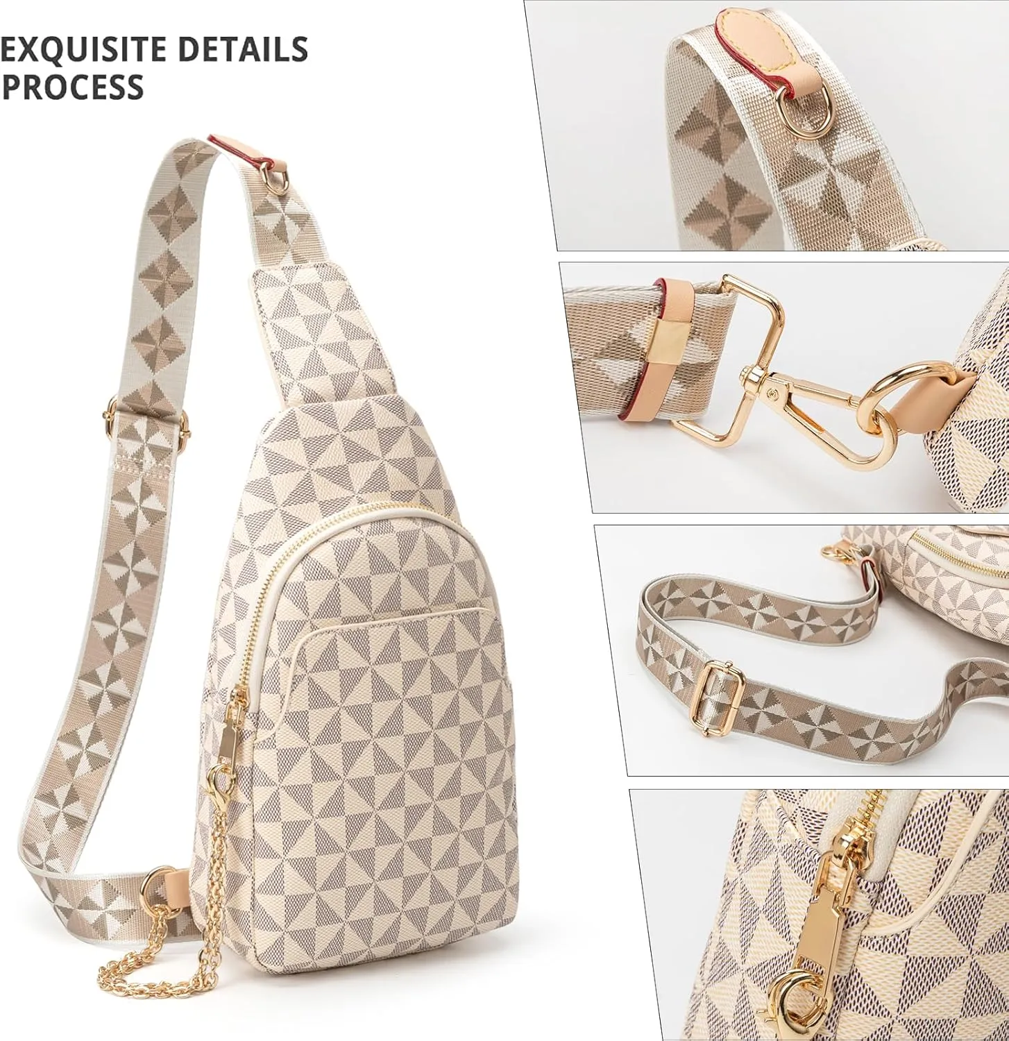Sling Bag for Women, Crossbody Fanny Pack - Lightweight Chest Bag for Travel, Adjustable Strap & Hidden Pocket