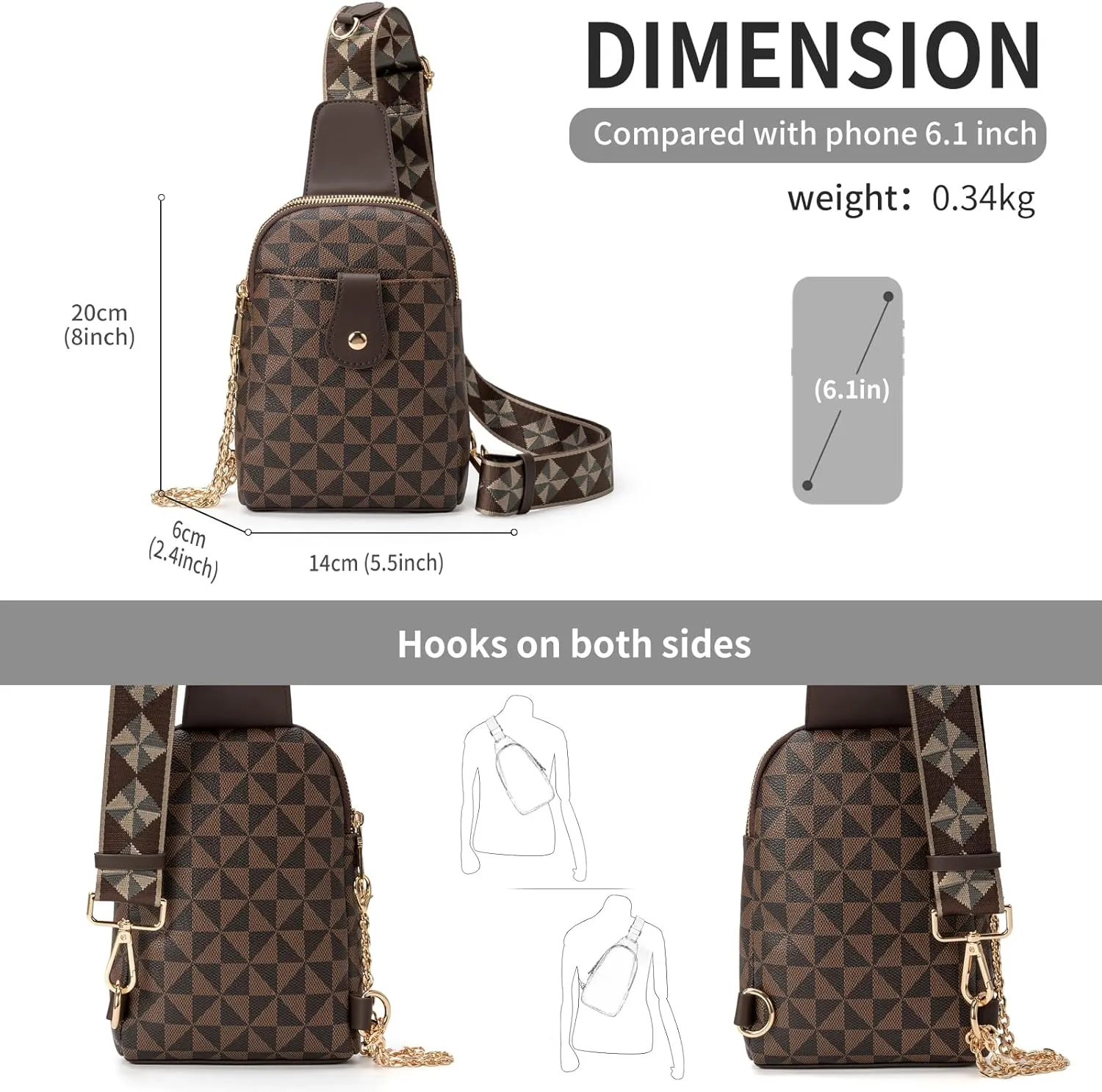 Sling Bag for Women, Crossbody Fanny Pack - Lightweight Chest Bag for Travel, Adjustable Strap & Hidden Pocket