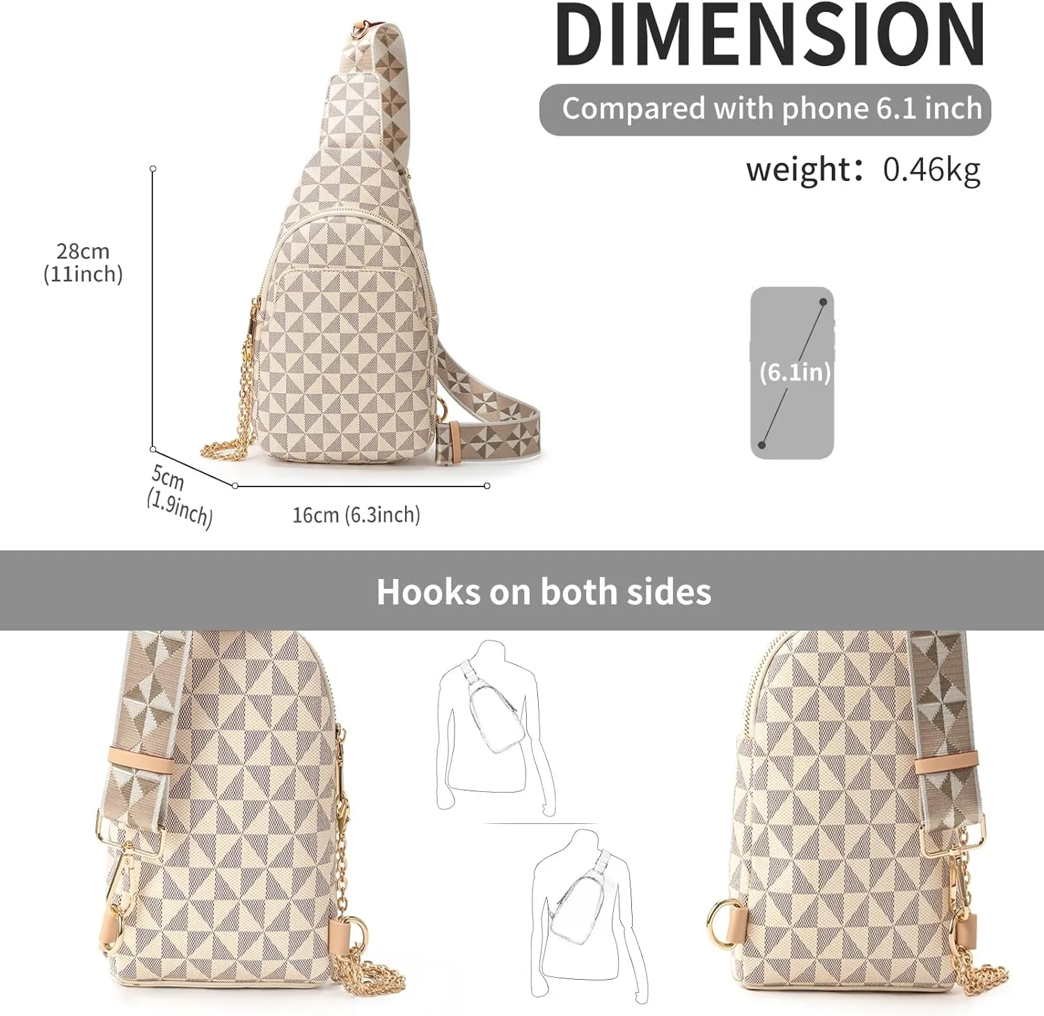 Sling Bag for Women, Crossbody Fanny Pack - Lightweight Chest Bag for Travel, Adjustable Strap & Hidden Pocket