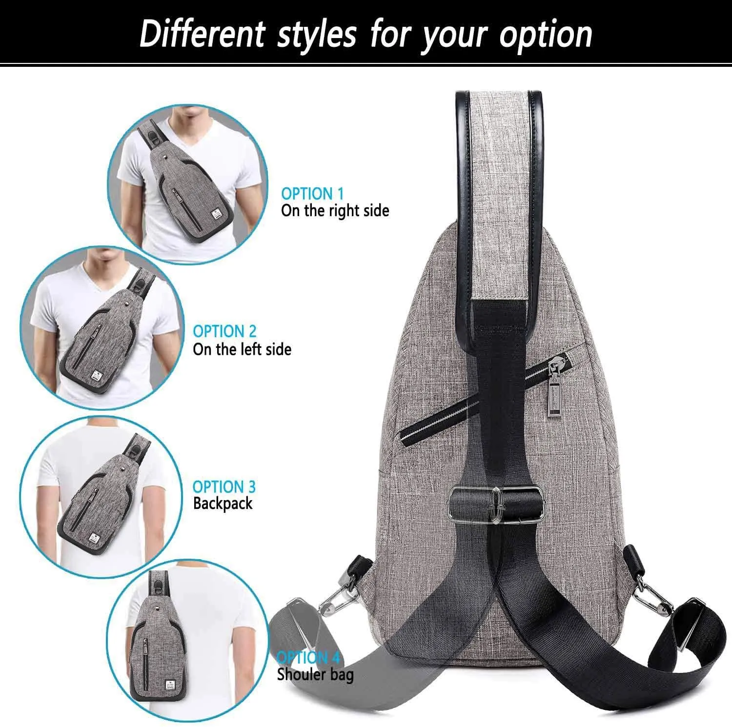 Small Sling Bag Crossbody Backpack Over the Shoulder Bag for Men Women Travel Outdoors, Lightweight Chest Pack