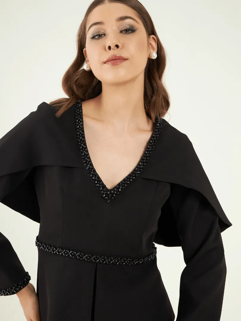 Solid Black Office Wear Co-ord Set