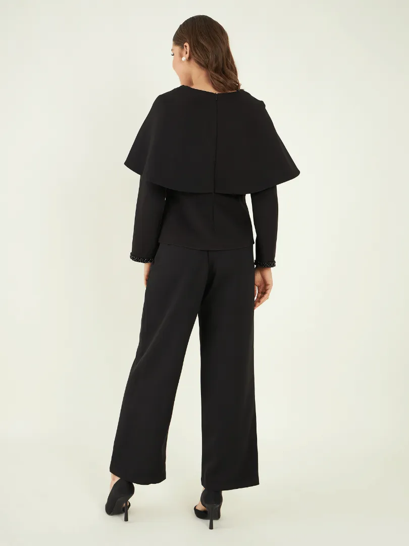 Solid Black Office Wear Co-ord Set