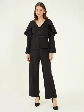 Solid Black Office Wear Co-ord Set