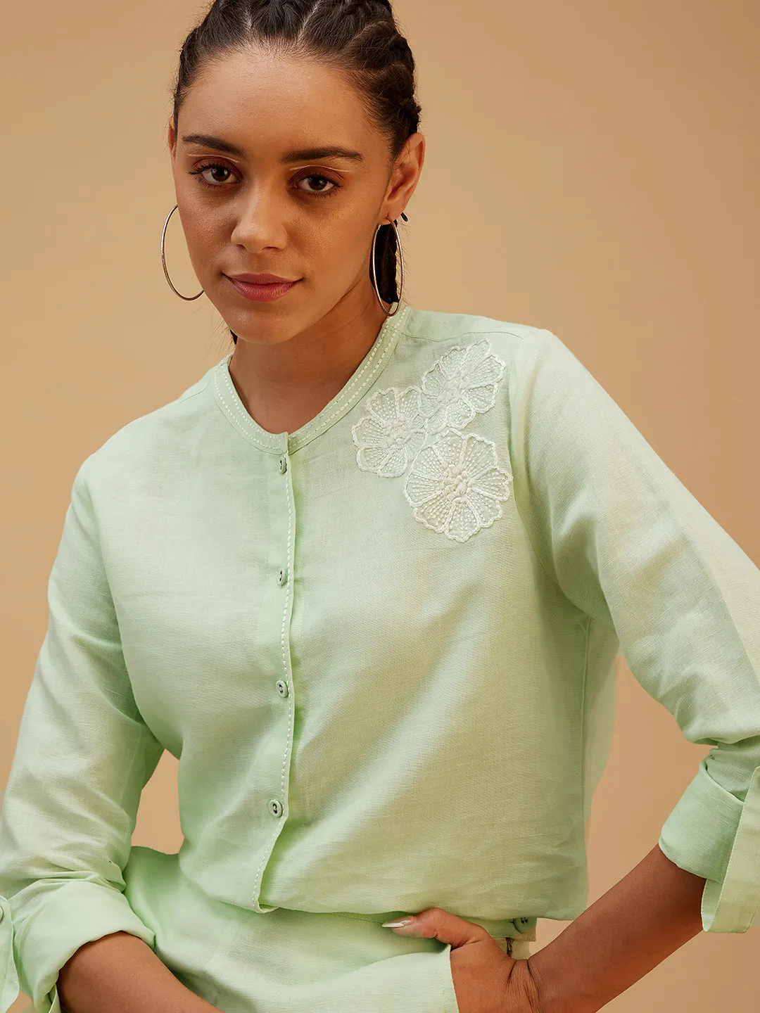 Solid Green Regular Fit Co-ord Set