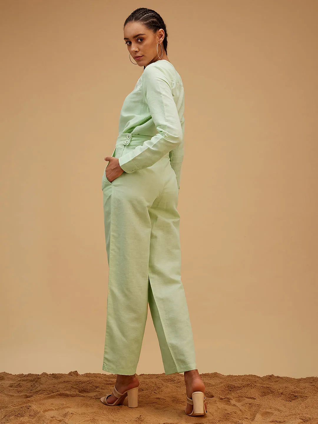 Solid Green Regular Fit Co-ord Set