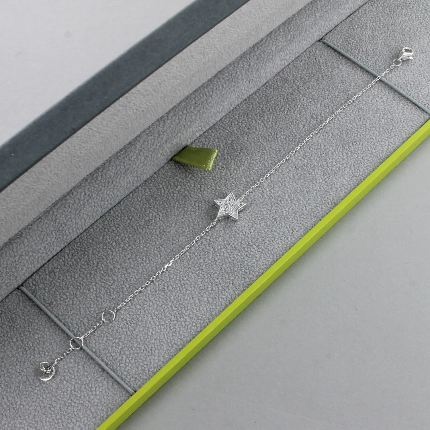 Sterling Silver Edged CZ Star Bracelet