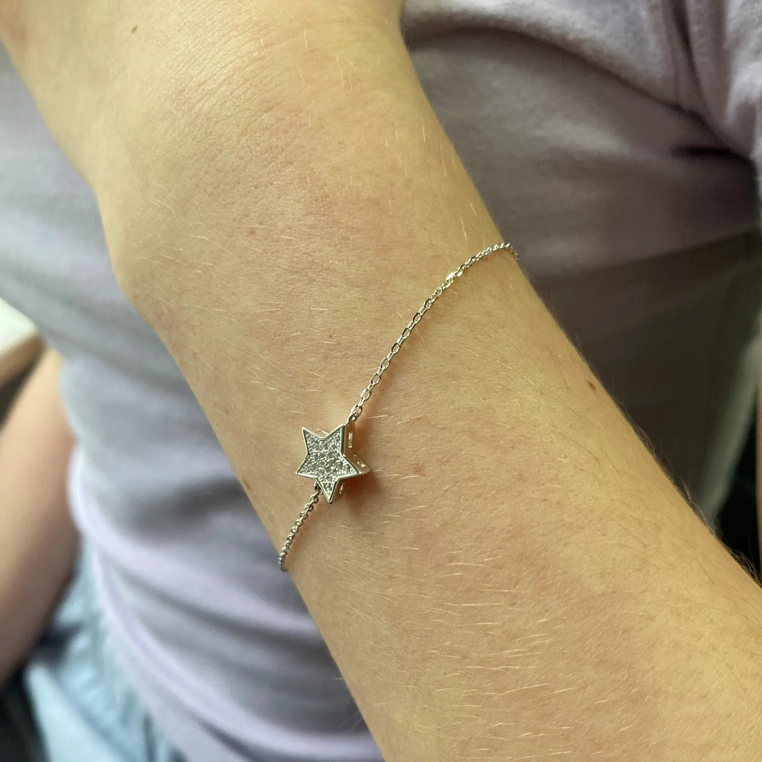 Sterling Silver Edged CZ Star Bracelet