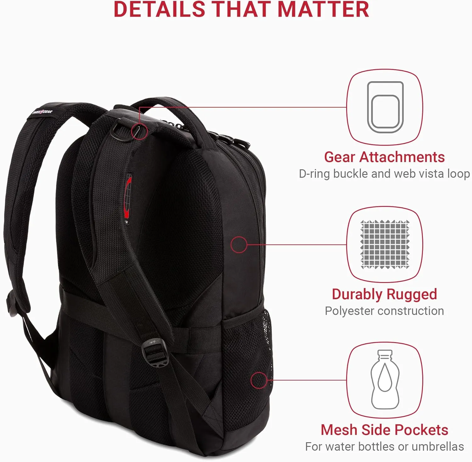 SwissGear Cecil 5505 Laptop Backpack, Black, 18-Inch