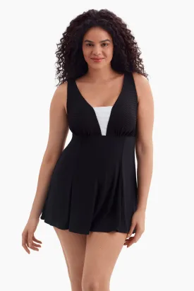 Texture Luxe Long Torso Plunge Swim Dress