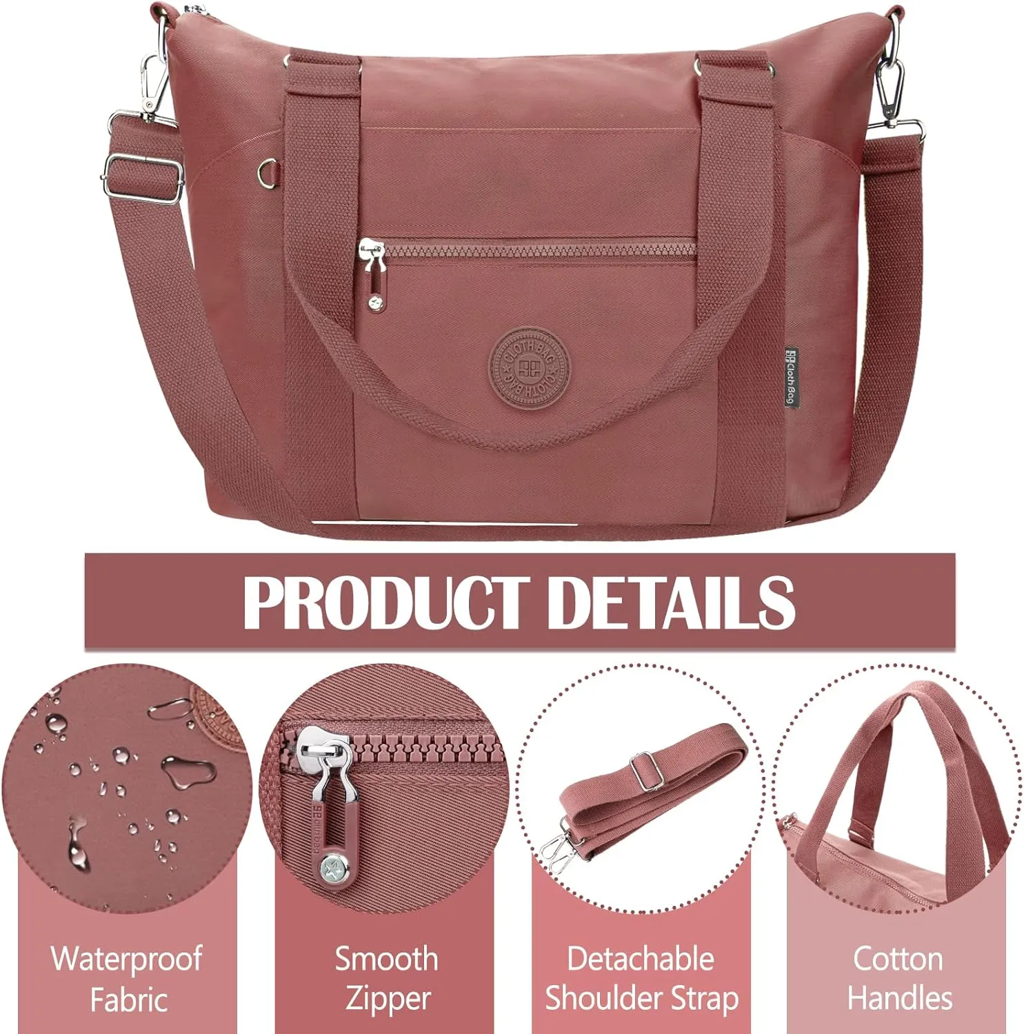 Travel Gym Duffel Bag for Women, Waterproof Nylon Weekender Overnight Bag Personal Item Carry on Bags for Airplanes Hospital Sports Fitness Dance Mommy Tote