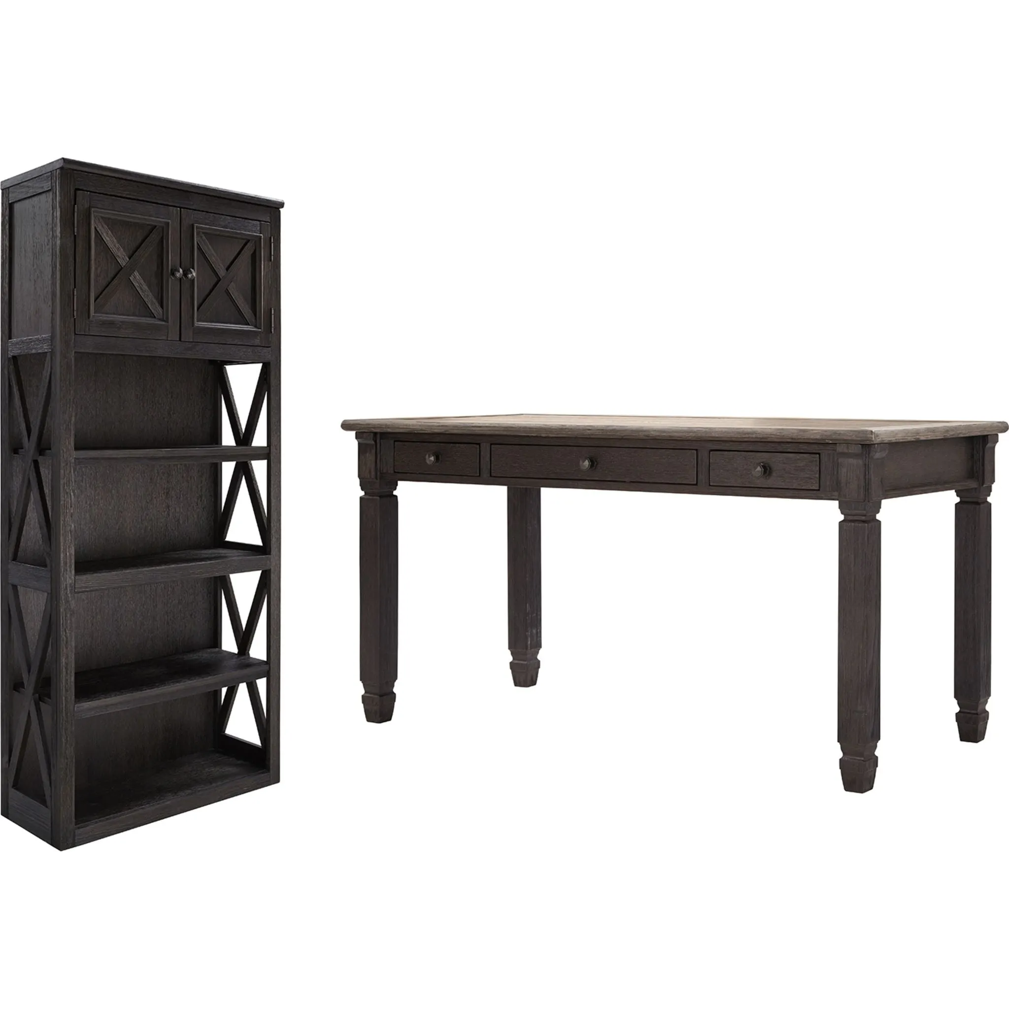 Tyler Creek 2 Piece Home Office Package - Grayish Brown/Black