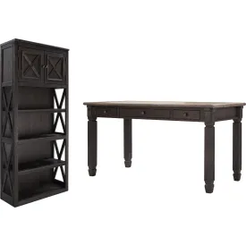 Tyler Creek 2 Piece Home Office Package - Grayish Brown/Black