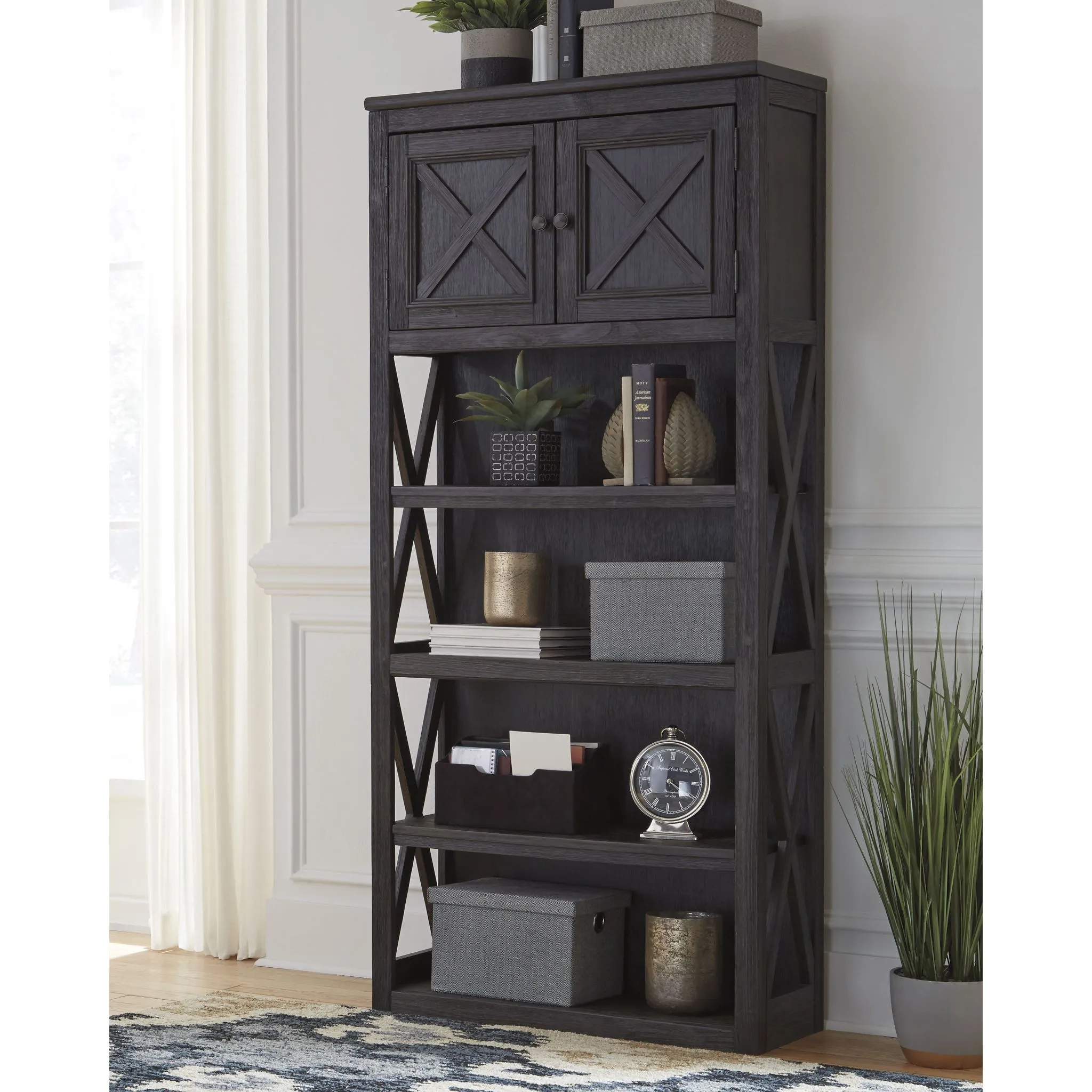 Tyler Creek 2 Piece Home Office Package - Grayish Brown/Black