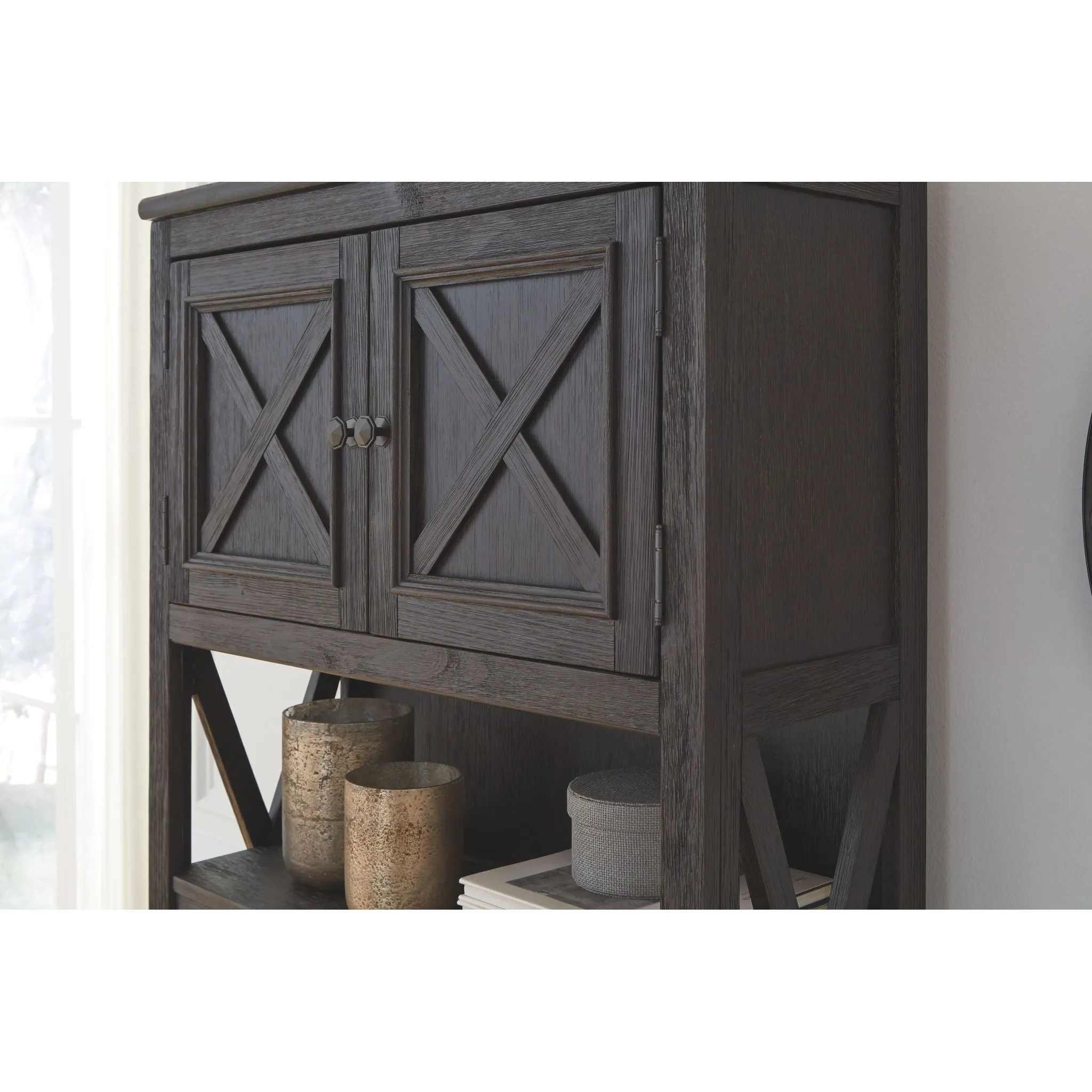 Tyler Creek 2 Piece Home Office Package - Grayish Brown/Black