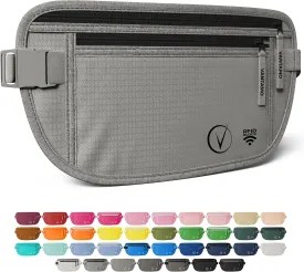 Vantamo Hidden Money Belt For Extra Safety, RFID Ultra-Thin Fanny Pack, 2 Compartment Money Bag Fits Passport & Phone