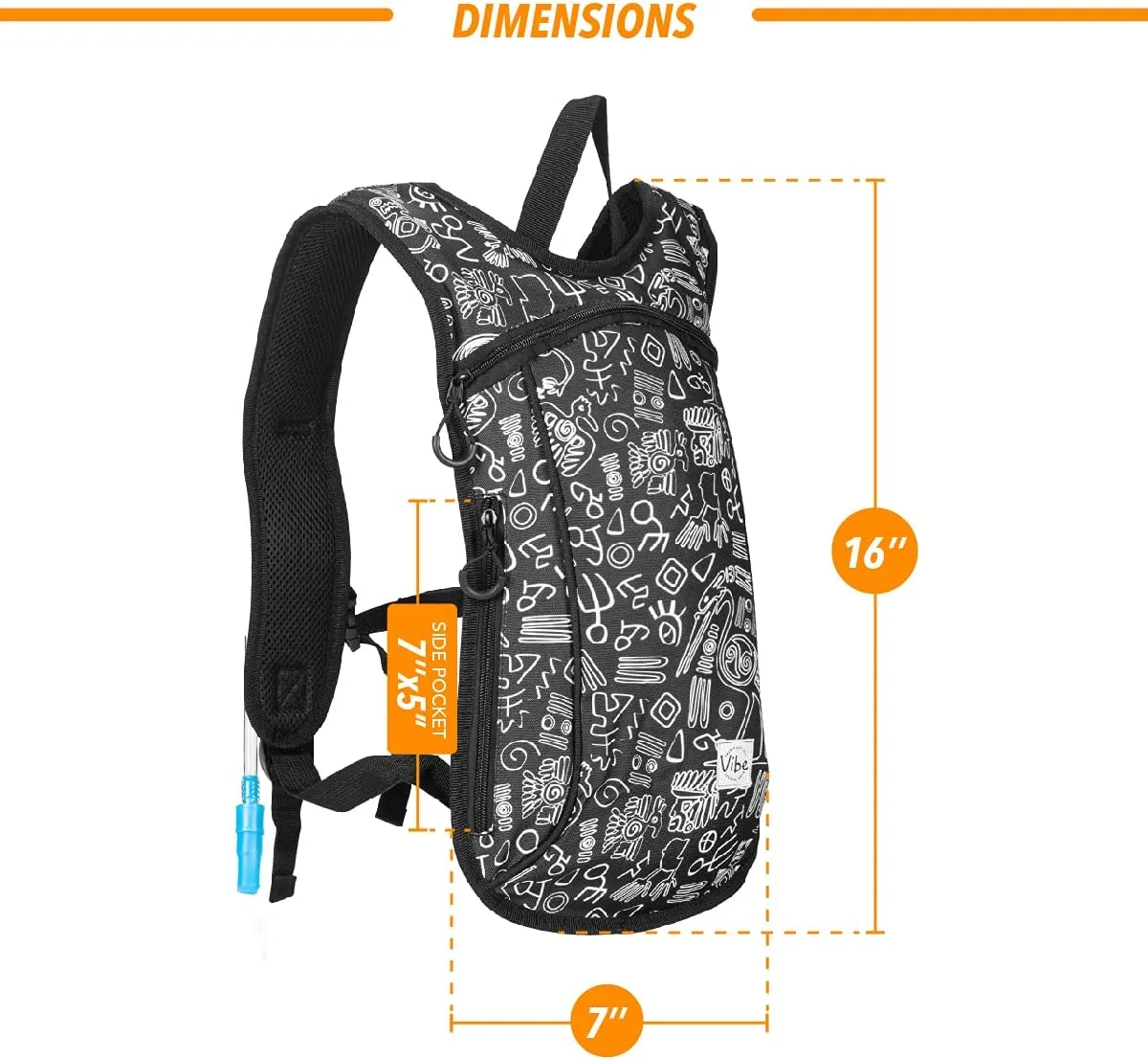 Vibe Festival Gear Hydration Pack Backpack with 2L Water Bladder for Women, Men, Teens, Kids - Hydropack Hydro Sports, Outdoor, Running, Camping, Hiking, Festivals, Raves