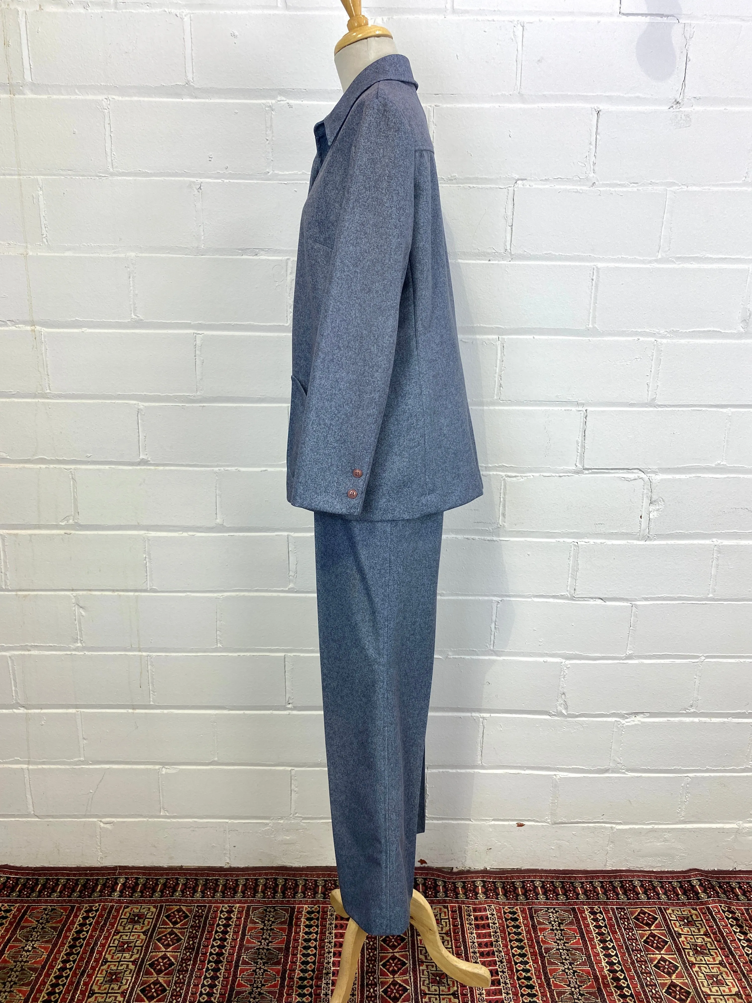 Vintage Deadstock 1970s Women's 2-Piece Blue Pant Suit