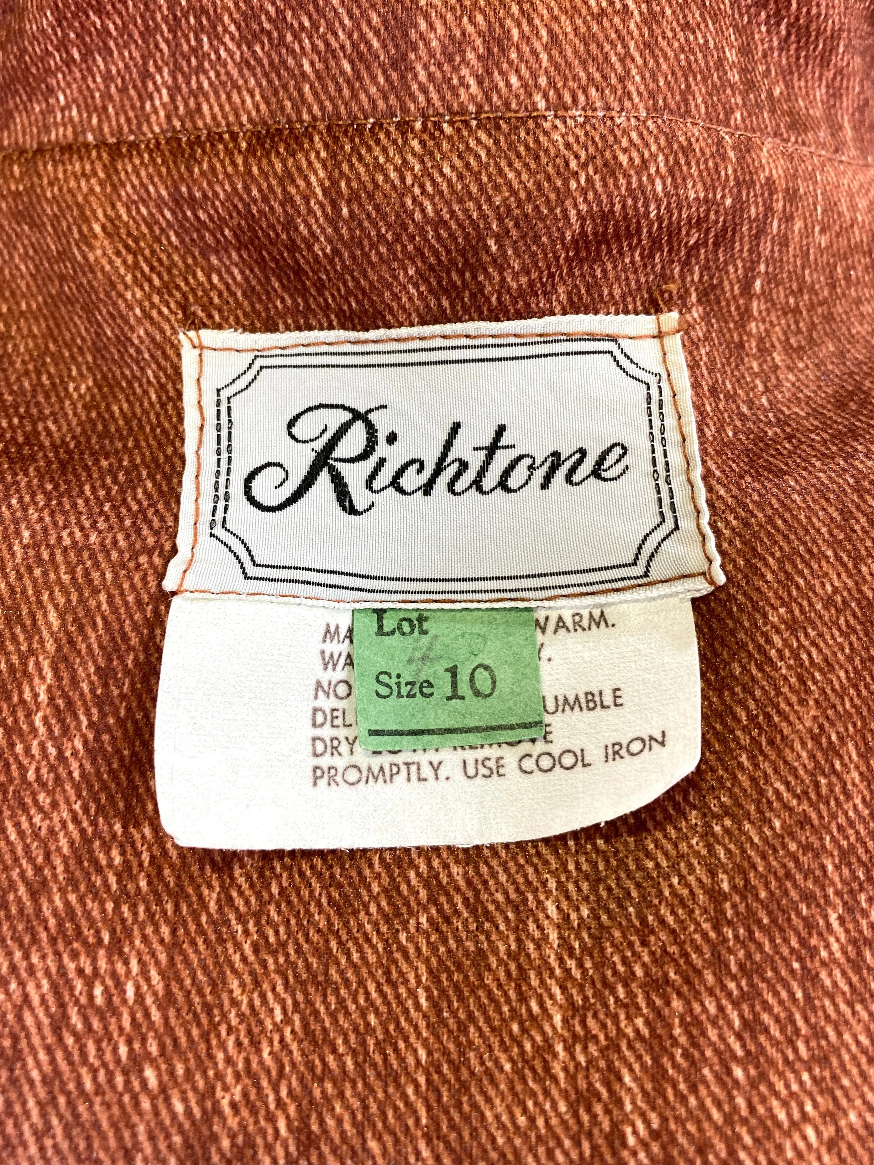 Vintage Deadstock 1970s Women's 2-Piece Rust Pant Suit, Richtone