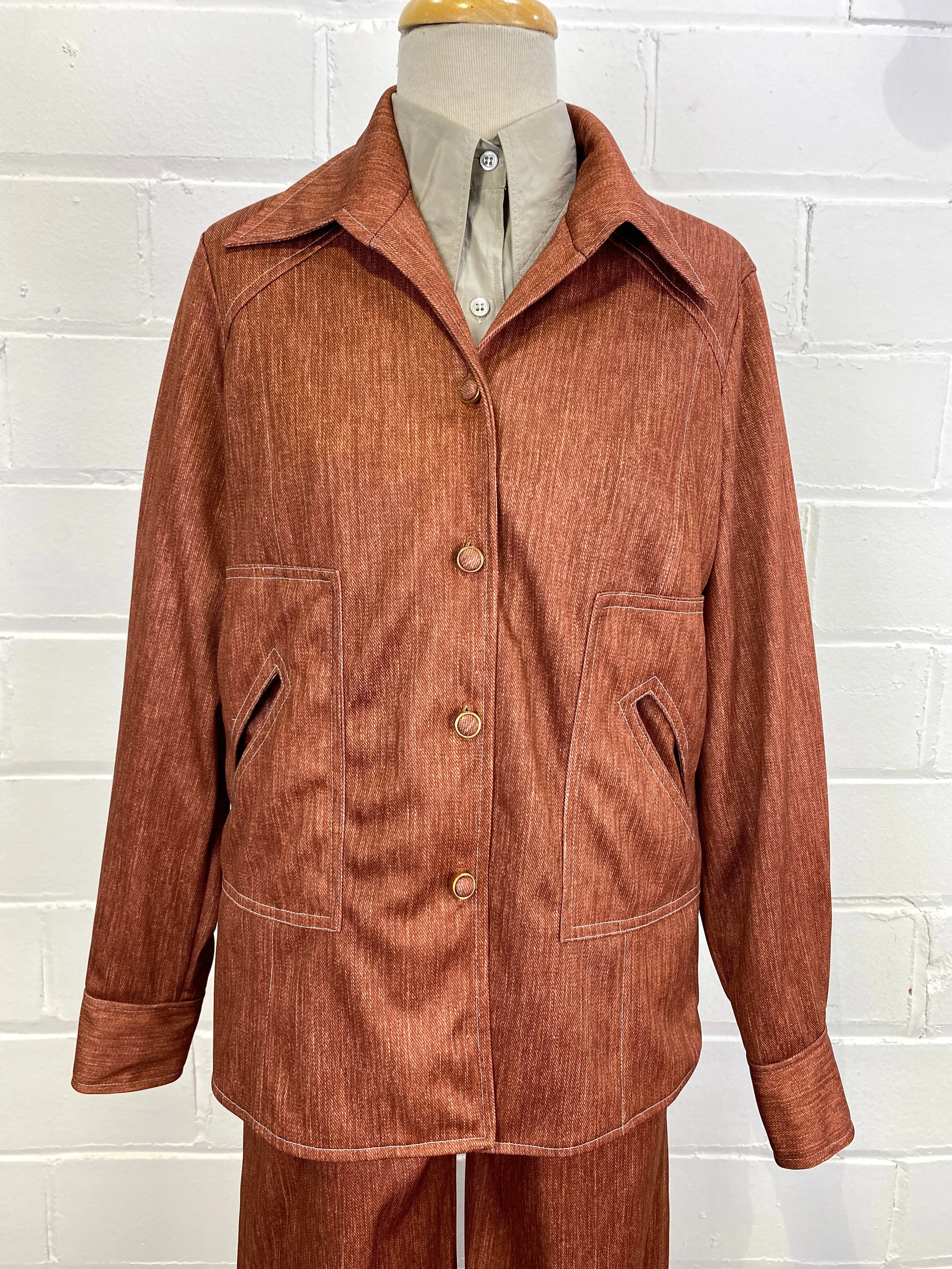 Vintage Deadstock 1970s Women's 2-Piece Rust Pant Suit, Richtone