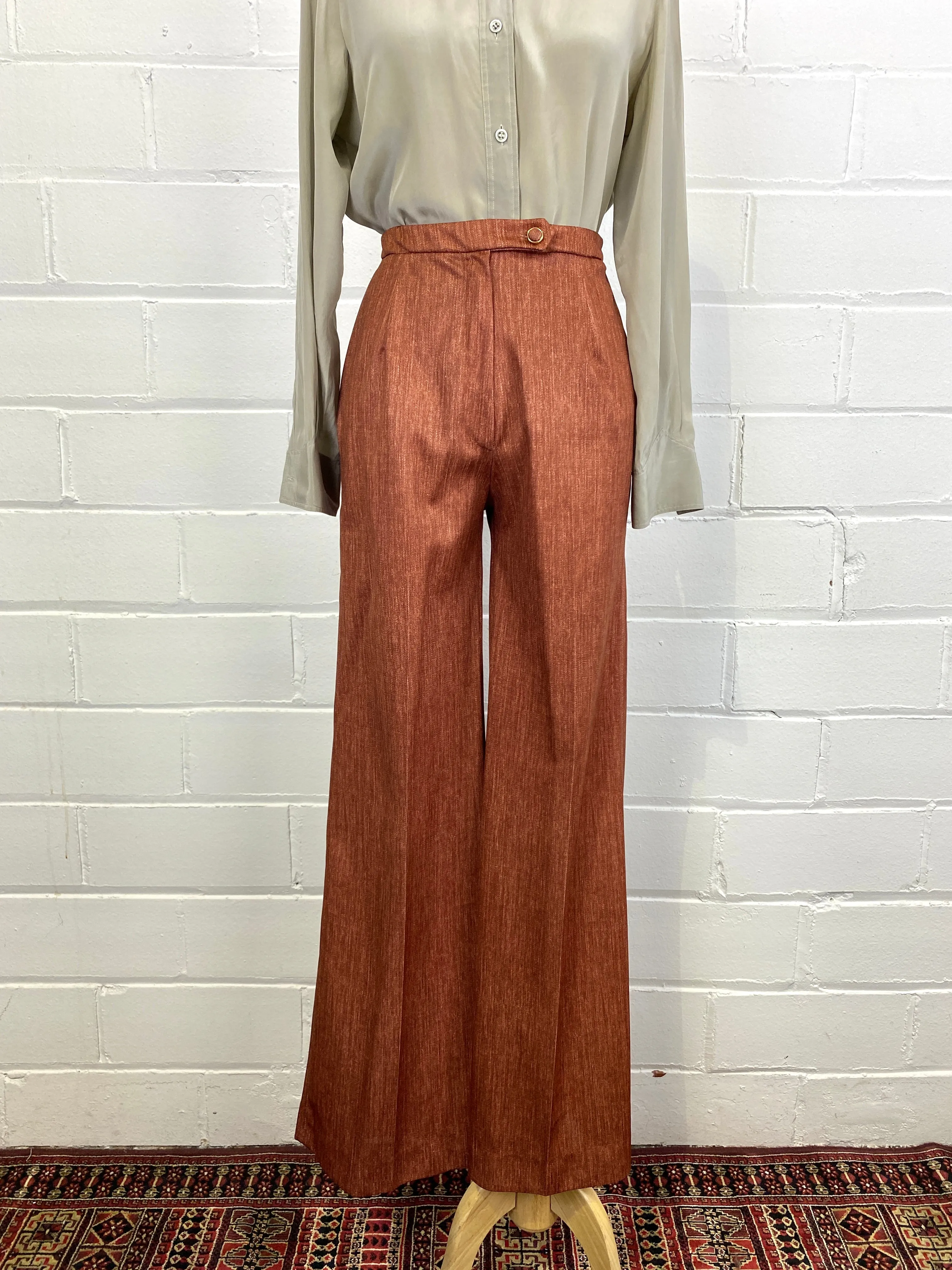 Vintage Deadstock 1970s Women's 2-Piece Rust Pant Suit, Richtone