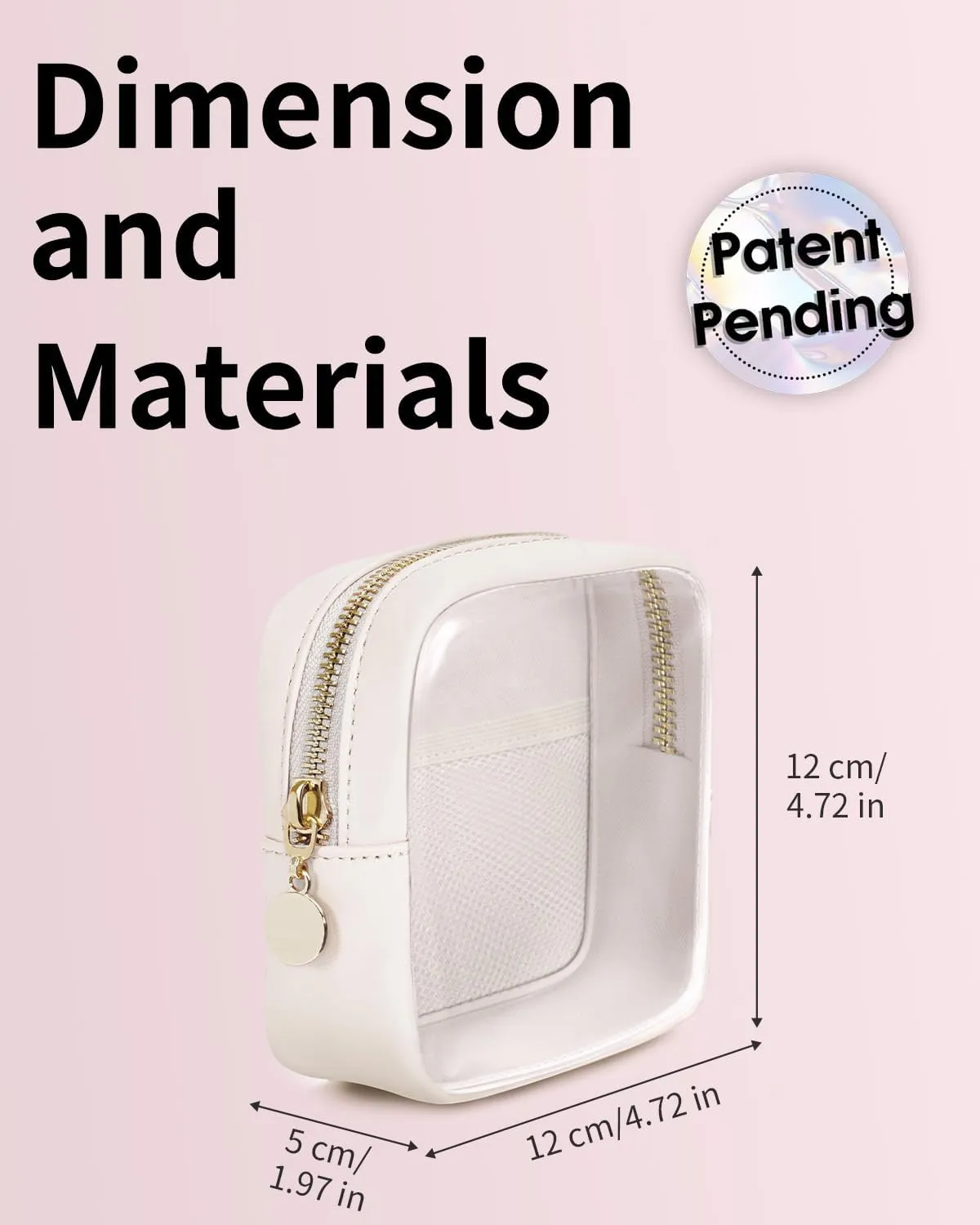 Wandering Nature Clear Makeup Bag for Purse Mini Make up Bag Cute Cosmetic Pouch for Women with Slip-in Pockets Travel Toiletry Essentials Vegan Leather Organizer Pouch,Patent Pending