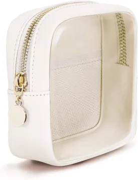 Wandering Nature Clear Makeup Bag for Purse Mini Make up Bag Cute Cosmetic Pouch for Women with Slip-in Pockets Travel Toiletry Essentials Vegan Leather Organizer Pouch,Patent Pending