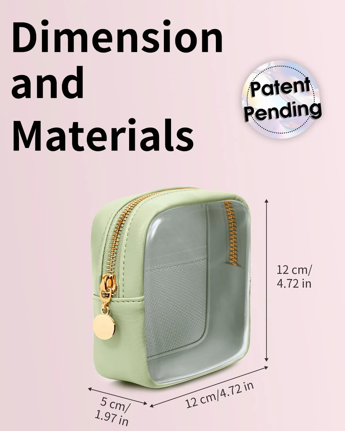 Wandering Nature Clear Makeup Bag for Purse Mini Make up Cute Cosmetic Bag Pouch for Women with Slip-in Pockets Travel Toiletry Essentials Eco Vegan Leather Organizer Bags(Patent Pending)