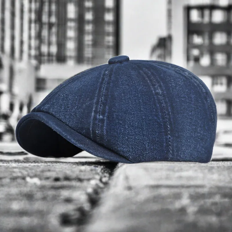 Washed Denim Newsboy Cap