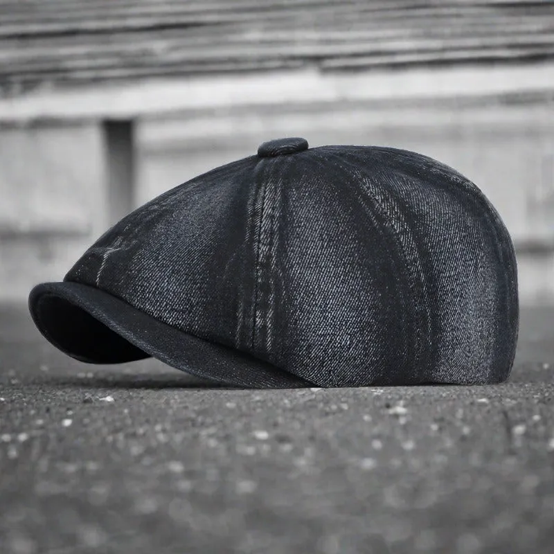 Washed Denim Newsboy Cap