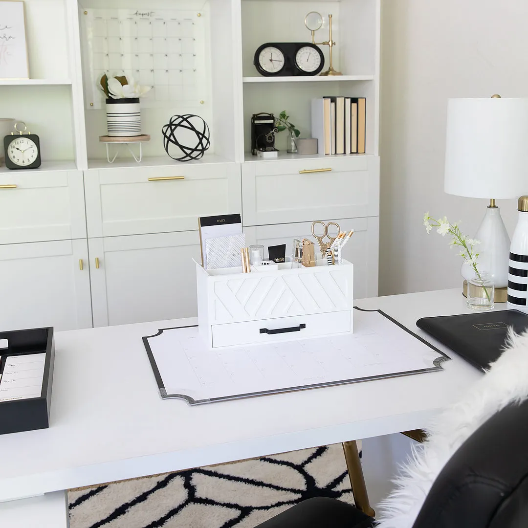 White Wooden Pen Organizer - Pencil Organizer