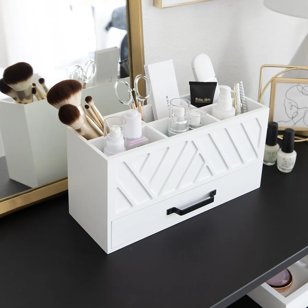 White Wooden Pen Organizer - Pencil Organizer