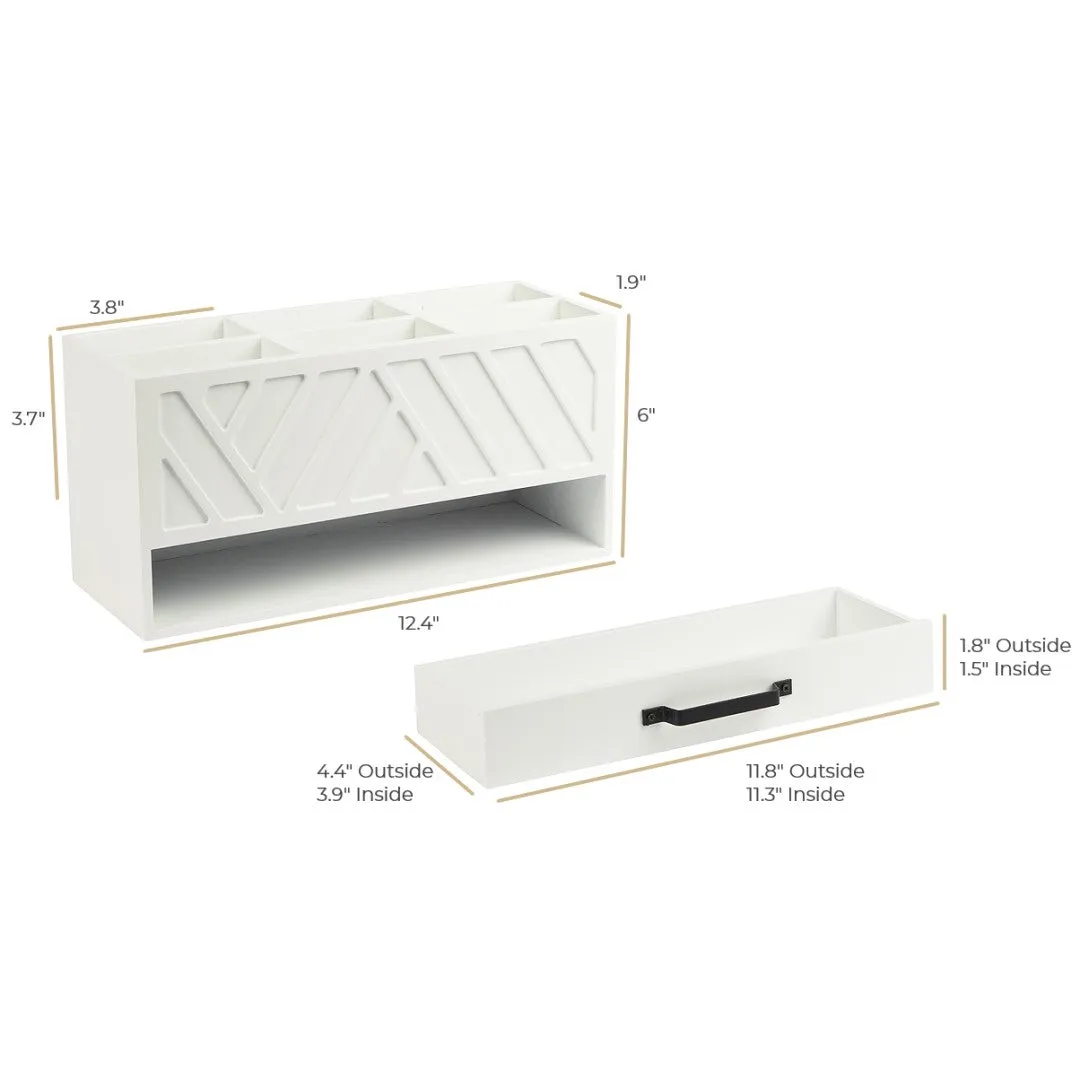 White Wooden Pen Organizer - Pencil Organizer