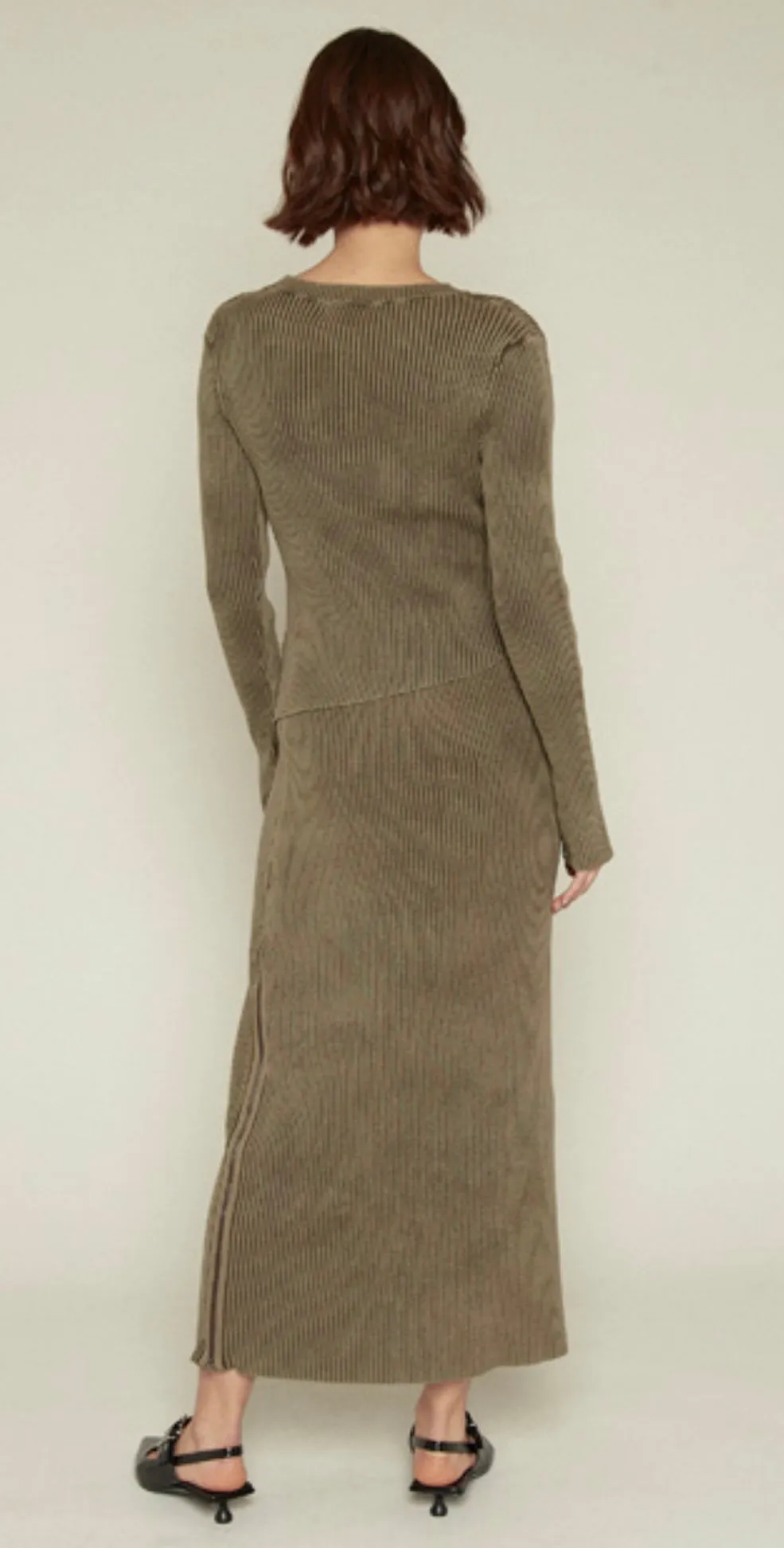 Zip Detail Enzyme Knit Skirt