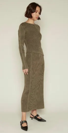 Zip Detail Enzyme Knit Skirt